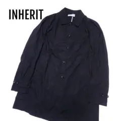 INHERIT　インヘリット　薄手ステンカラー コート　コットン　L　黒のサムネイル