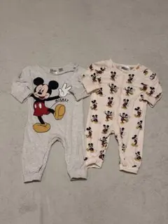 【中古品】ミッキーマウスロンパース2点セット