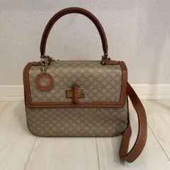 セリーヌ 2wayバッグ サークル ロゴ マカダム ベージュ ターンロック