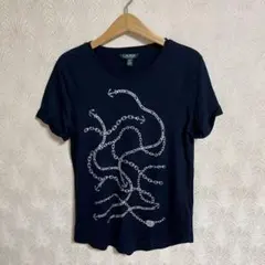 ラルフローレン　トップス　Tシャツ　半袖　ネイビー　シルバー　チェーンのサムネイル