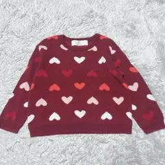 H&M ハート柄　薄手ニットセーター長袖［2-4y］ボルドー系ワインレッド