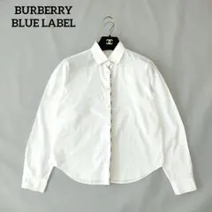 バーバリーブルーレーベル　ノバチェック　フロント　襟　長袖シャツ　ロゴ刺繍