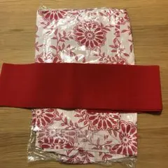 浴衣 レディース ピンク系 花柄 薄っすらピンク生地 赤帯 セット 即日発送‼️