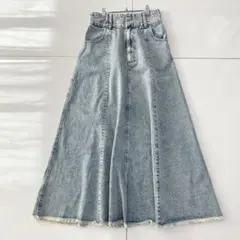 SHENERYフレアデニムロングスカート　マキシ丈　ヴィンテージ加工　36