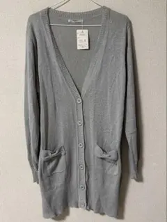 グレーのリボン付きカーディガン LLサイズ