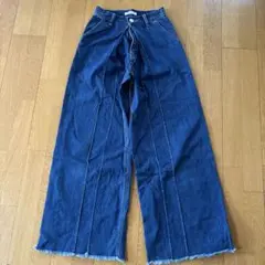 MOUSSY ダークブルーワイドレッグデニム