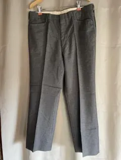 DAKS グレー系チェック柄スラックス ウール100%