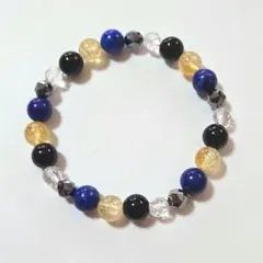 714o2　モリオン　ラピスラズリ　シトリン　魔除けお守りブレスレット