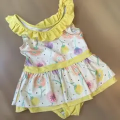 女の子用 フリル付き花柄ワンピース水着　95cm