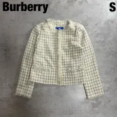 Burberry 短丈 ツイード ジャケット ノーカラー フリンジ ショート