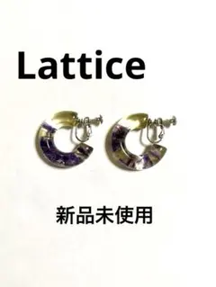 【新品未使用】【Lattice】フープイヤリング 紫色の花入り ネジ式 アクリルのサムネイル