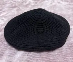 黒の編み込みベレー帽 57.5cm