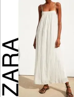 ZARA　フレアマキシワンピース　白　US　サイズM　347