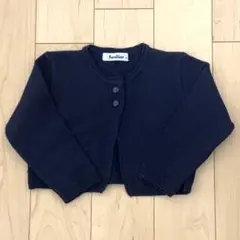 美品　ファミリア　ウール　混紡　ニットカーディガン　ネイビー　90サイズ