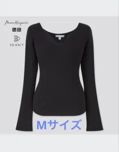 マメクロゴウチ　Vネック ブラックニット M