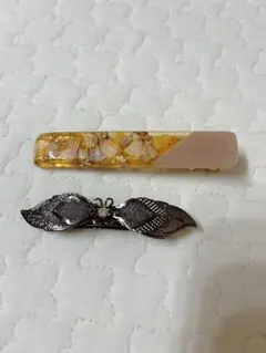 ゴールドベージュ・リボン型ヘアピンセット