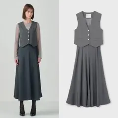 グレースコンチネンタル　ダイアグラム　サテンコンビジレワンピース　38