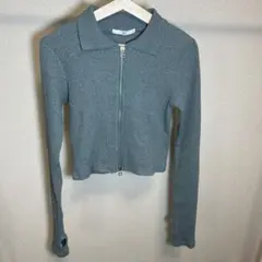 SLY リブニット ジップトップス 指穴 ショート丈 長袖