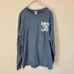 GILDAN ギルダン 長袖 Tシャツ ロンT ブルー S 古着 バックプリント