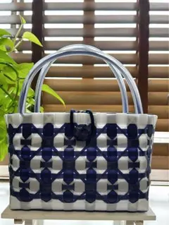 ちかこ様専用 ハンドメイド クラフトバンド かごバッグ 蓋付リボン BIG