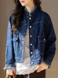人気を獲得☆デニム ジャケット レトロ アウター 高級感 ボタン トップス