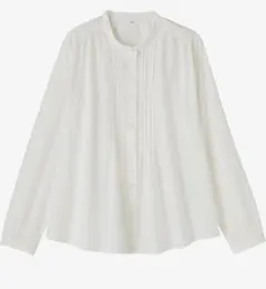無印良品 MUJI 綿ボイル 長袖 ブラウス XL オフ白 ピンタック シャツのサムネイル