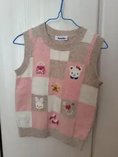 familiar チェック柄 ニットベスト 110cm