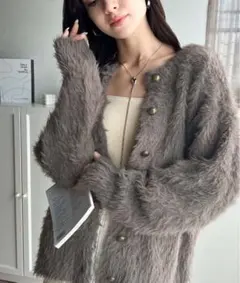 <1回使用のみ>classicalelf 2way シャギー ニット カーデ