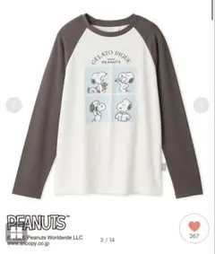 ジェラートピケ スヌーピーPEANUTS オリジナルアート ワンポイントロンT