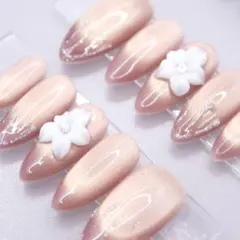 715 ネイルチップSサイズ 韓国 上品 立体フラワー マグネットのサムネイル