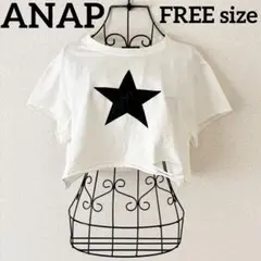ANAP ミニ丈　クロップドTシャツ　星　ヴィンテージ加工風　ギャル　可愛いのサムネイル