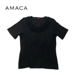 AMACA アマカ　トップス　半袖　黒　ブラック　レース　三陽商会　38のサムネイル