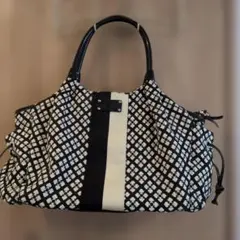 大容量 白と黒のチェック柄 マザーズバッグ　ケイト・スペード