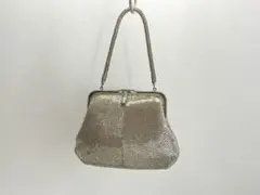 ⭐️希少　Hakubotan 銀座白牡丹 シルバー総ビーズバッグ　和装小物