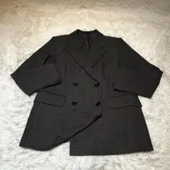 美品✨】GU ダブルブレストジャケット チェック チドリ L ダークグレー