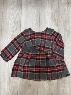 美品ZARAbaby リボン付きチェック柄ワンピース 12/18month