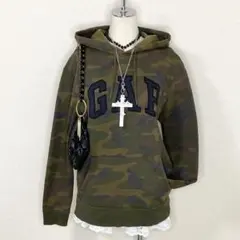 y2k GAP 迷彩 パーカー ロゴ 裏起毛 グランジ 平成ギャル