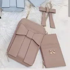 しまむら melumeリボン スマホショルダー　バッグ　ピンク