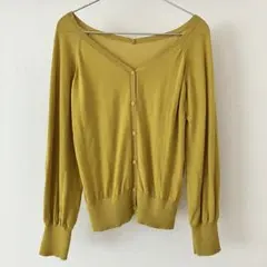 GROBAL WORKイエローニットカーディガン　サイズL