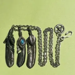 人気三種フェザーネックレスセット【イーグルフック&ホイール付】