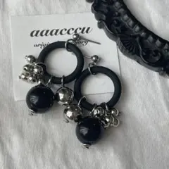 ▫︎▪︎462024▪︎▫︎ブラック×silverピアス/aaacccu