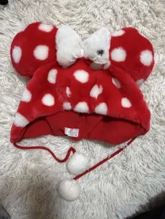 ディズニー ミニー ファンキャップ 赤 水玉 レア リボン