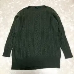 ローレンラルフローレン ケーブルニット カシミヤ混 オリーブグリーン 長袖