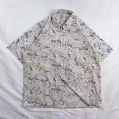 ビンテージ古着 80s 90s 幾何学 アート アトミック レトロ 総柄シャツ