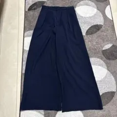 GU ネイビー ワイドパンツ ゴム入りウエスト