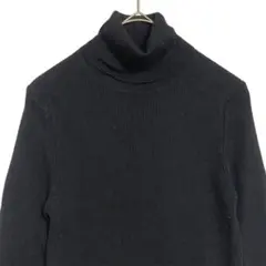 ユニクロ　エクストラファインメリノリブタートルネックセーター　黒　M