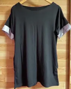 半袖 Tシャツ 無地 シンプル 黒 ブラック シルバー ポケット付き Mサイズ