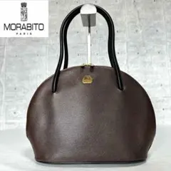 【美品】MORABITO ブラウン×ブラック ゴールド金具 レザー ハンドバッグ