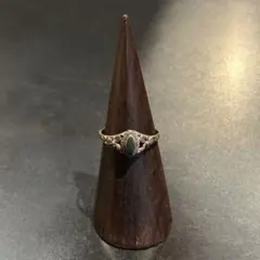 SILVER925 GREEN STONE DESIGN RING/シルバー