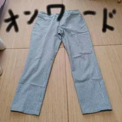 レディースパンツ　 七分丈　チェック柄エメラルドグリーン